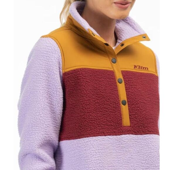 Klim High Pile Fleece Mountain Sherpa Lavender & Cabernet Women's Pullover Small - Picture 1 of 12